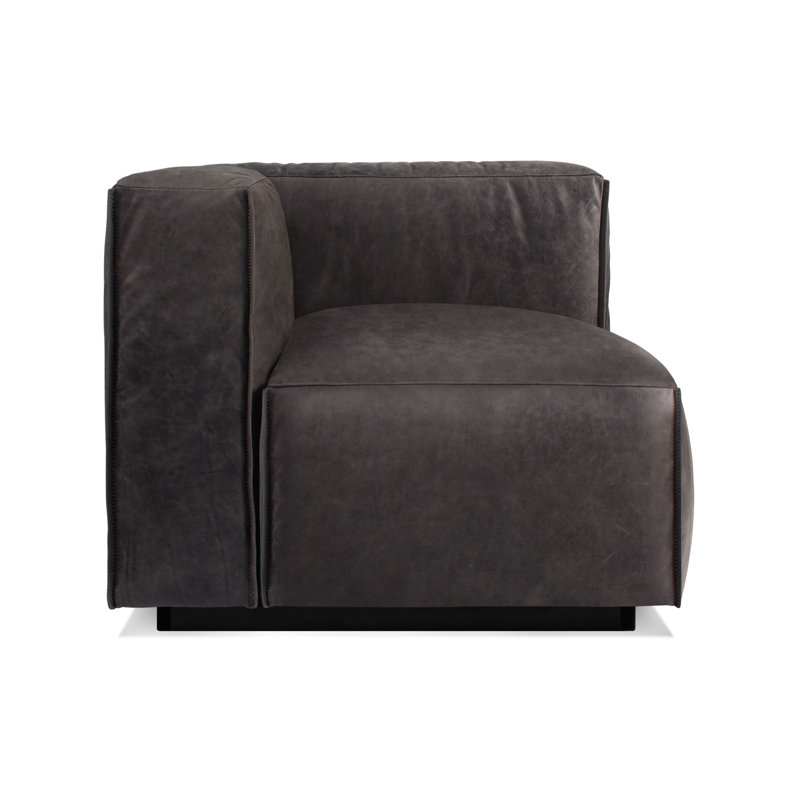 Cleon Chaise Lounge, Slate Genuine Leather, Right Hand Facing