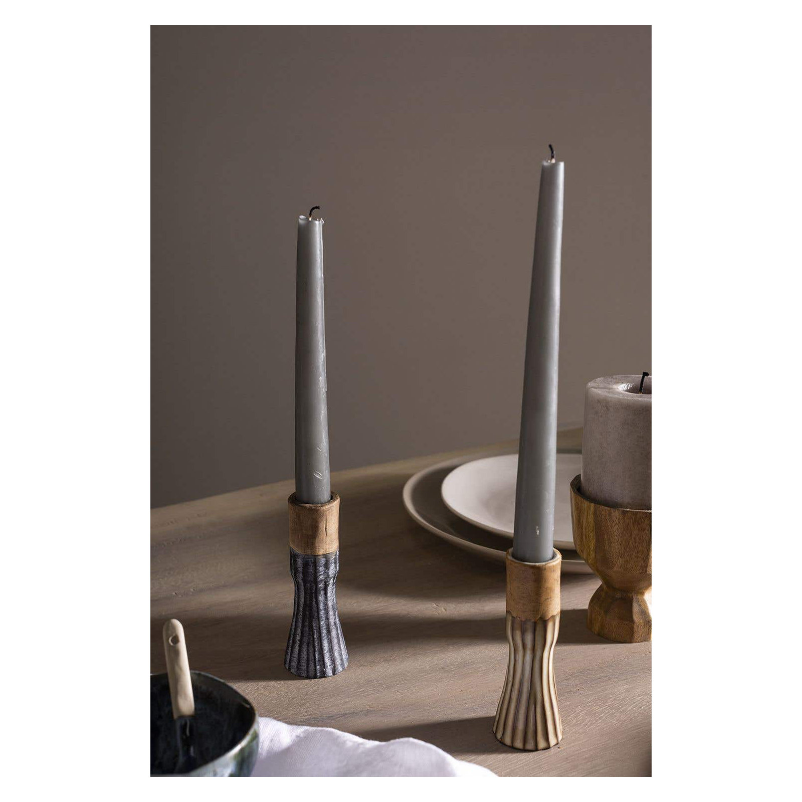 Whitehaven 4.5" Ceramic Tabletop Candlestick, Gray