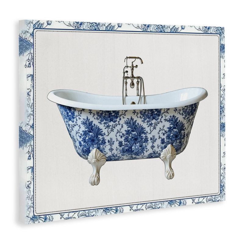 Toile de baignoire rétro de style chinois, signée lettrée et doublée, H 16 po x l 20 po