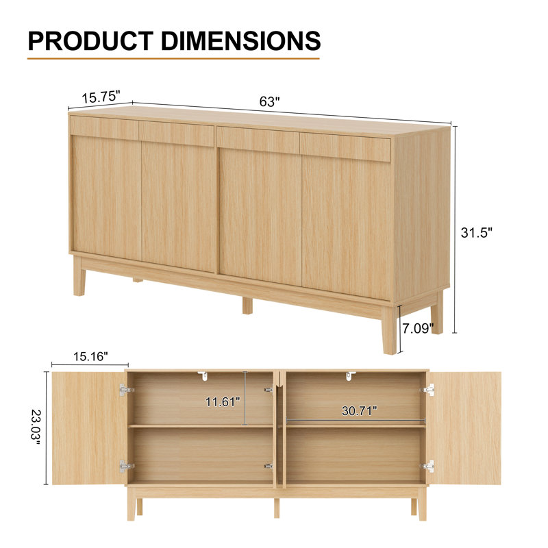 Minimalist Style 63''W  Sideboard
