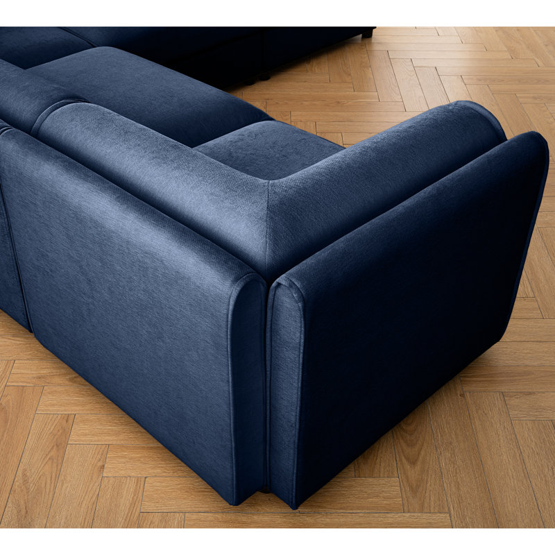 Canapé modulaire à 4 places en chenille bleue pour un salon confortable et durable, Bleu