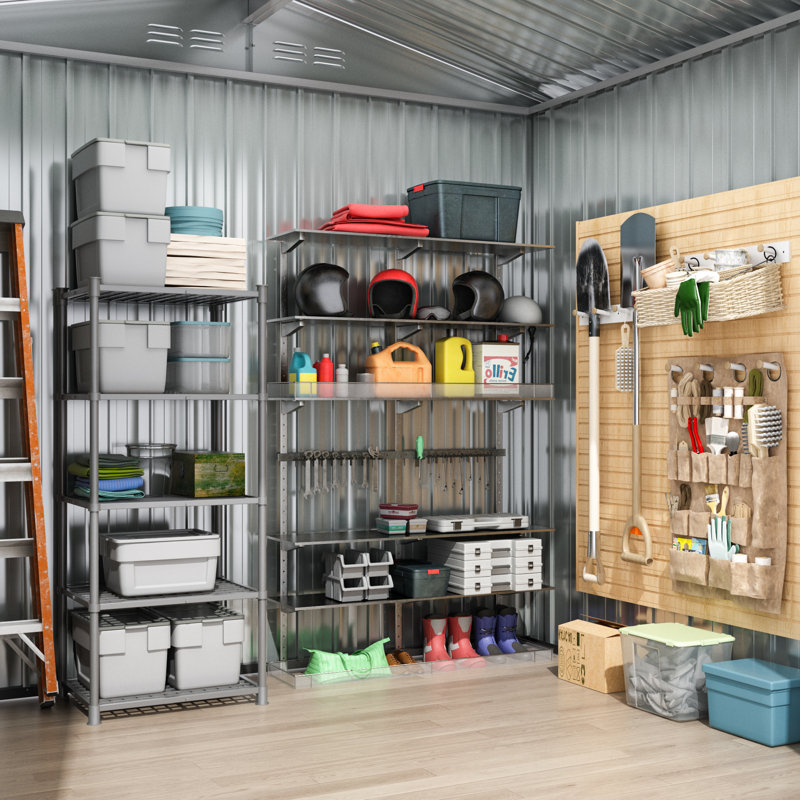 6' x 4' Black Steel Outdoor Storage Shed with Double Doors