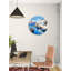 Horloge murale en verre trempé Coastal Town, bateau, décoration de plage bleue, horloge moderne, décoration murale-2100086287-2100086274