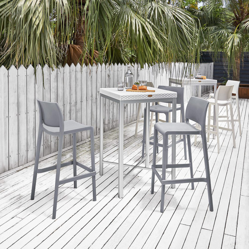 Sensilla Stackable Low Back Bar Stool, Gray