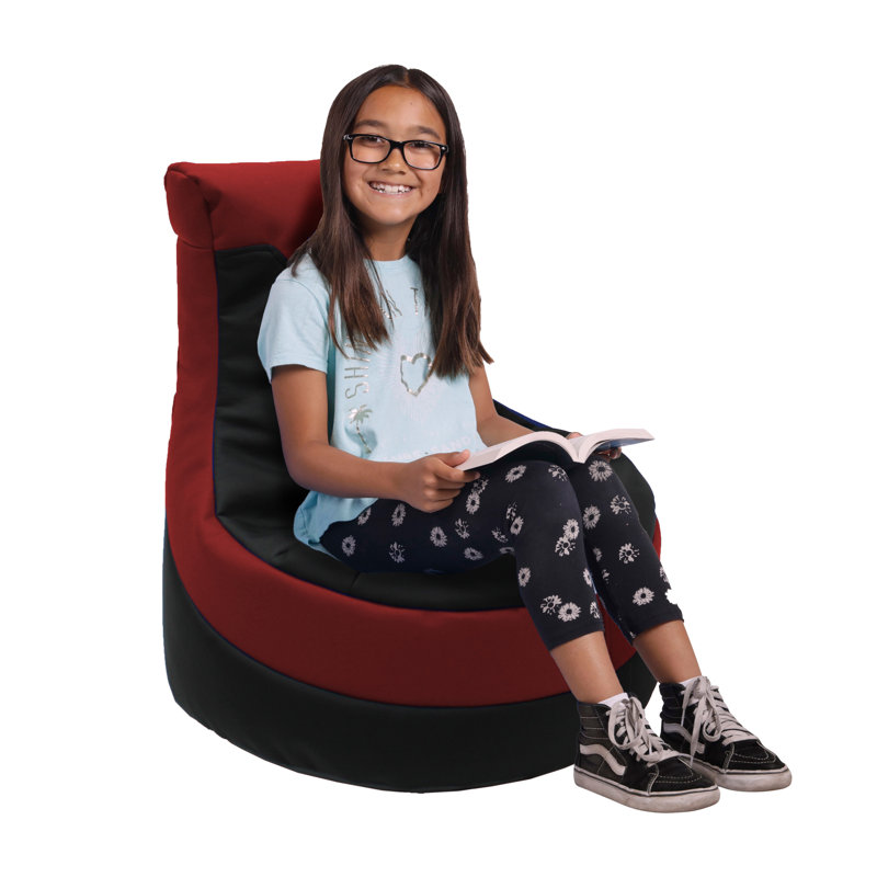 Fauteuil à billes SoftScape, Simili cuir noir / rouge