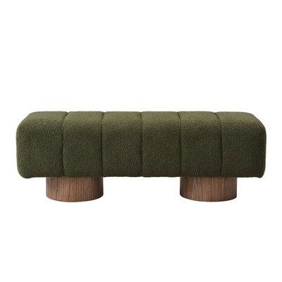 Banc de salle à manger rembourré pour la salle à manger, banc de repose-pieds sans assemblage pour le salon de la chambre à coucher, tissu vert Boucle, capacité de poids de 300 lb