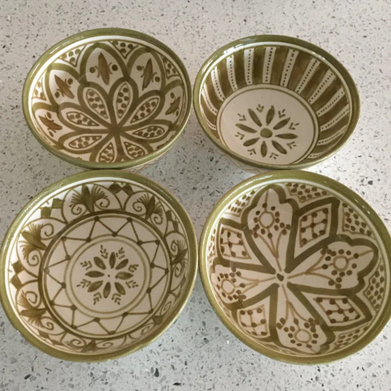 4 Piece Dining Bowl Set, Olive