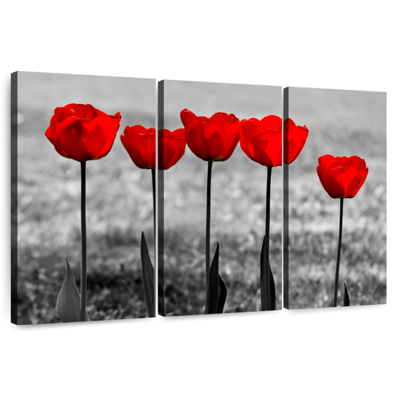 Harnek Five Red Tulips, 42" H x 65" W