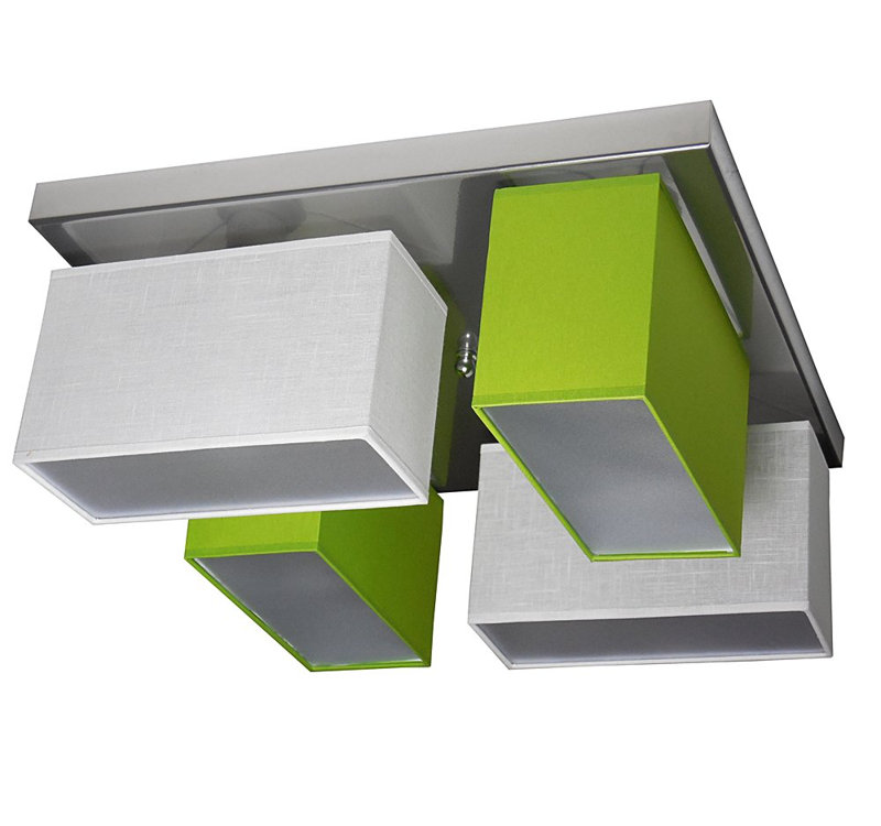Partridge Fabric Semi Flush Mount, Transparent white/Green