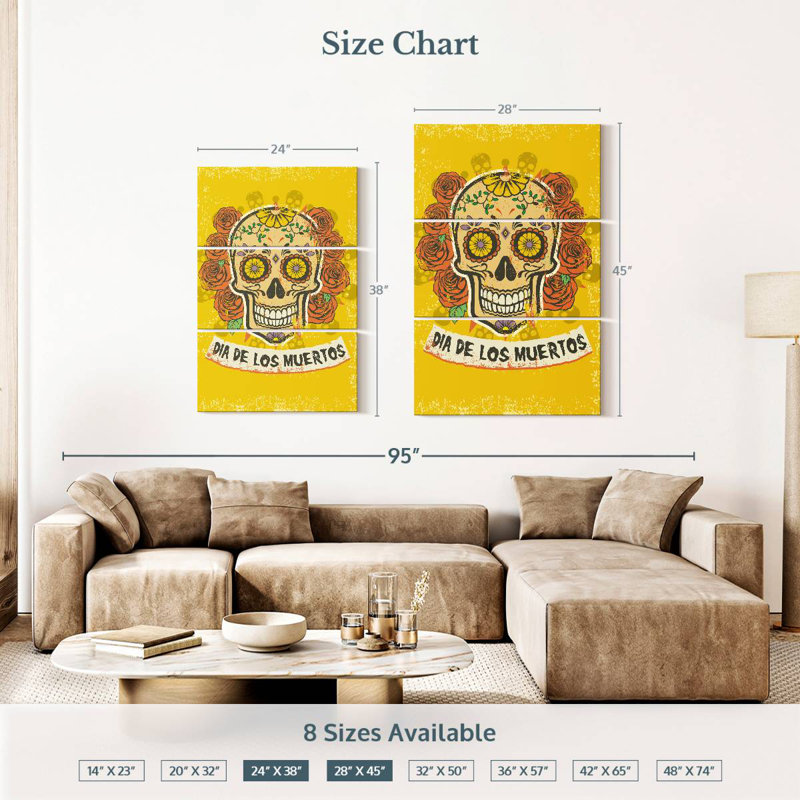Kerner Sugar Skull And Roses, 38" H x 24" W