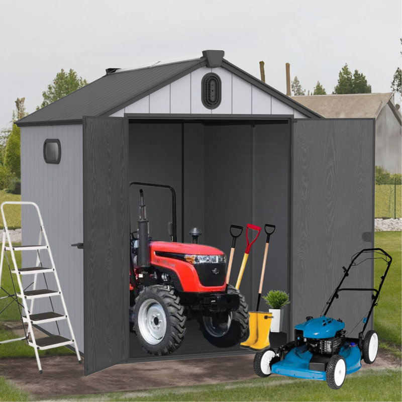 Remise de rangement en plastique 6 * 8Ft en résine pour le jardin
