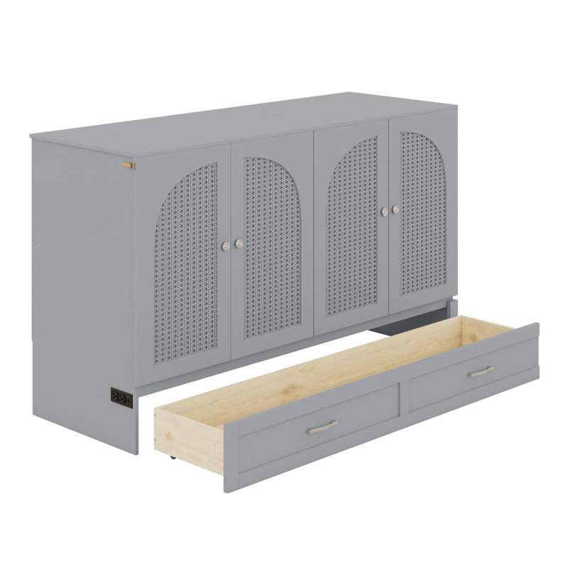 Lit escamotable avec grands tiroirs Murphy, Gris