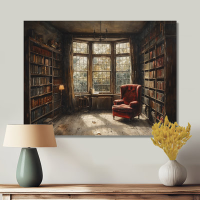 Brown Beige Vintage Library Books I - Libraries Wall Art