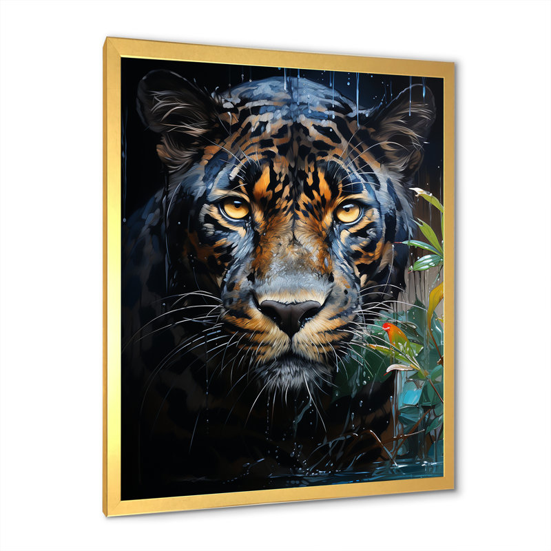 Enchanted Panther Jungle Realm I, Cadre doré simple, H 20 po x l 12 po x P 1 po