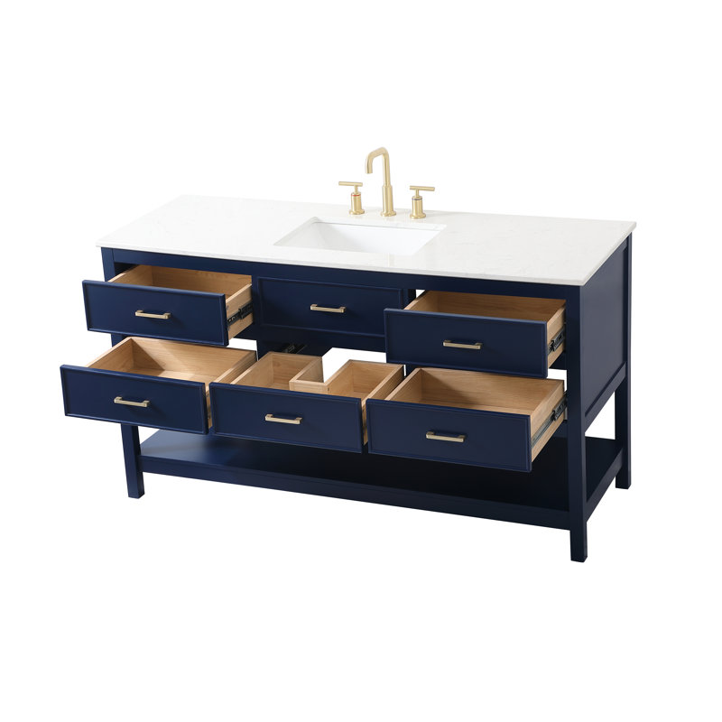 Ensemble de meuble-lavabo simple 60 po Sinclaire, Bleu