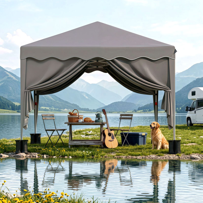 10'x10' Pop-Up Canopy Tent, Heavy Duty Oxford Fabric Commercial Gazebo with 4 Removable Sidewalls, Waterproof & UV-Resistant Instant Shelter, Stakes & Sandbags, for Parties, Trade Shows, Backyard(gray)