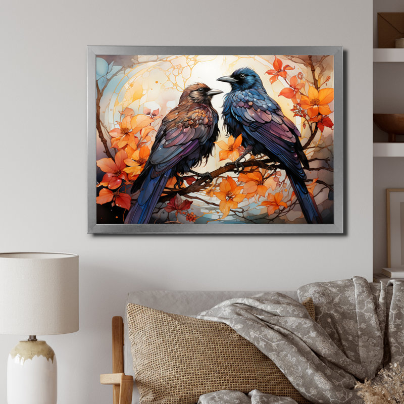 Corbeau Regal Renaissance I - animaux, impressions sur toile, H 30 po x l 40 po x P 1,5 po, Cadre simple argenté