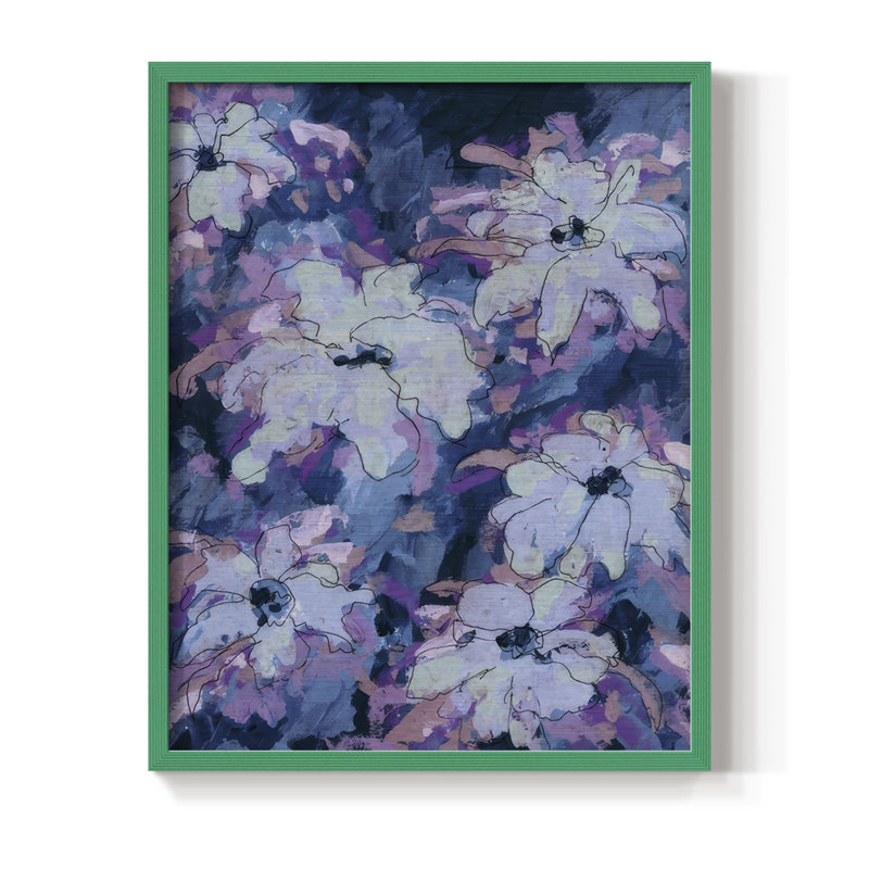 Hidden Blooms II Framed Print - Solid Wood, Green, 11" H x 9" W