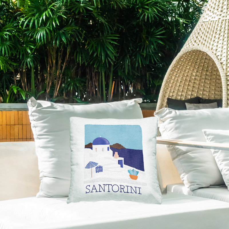 Coussin Santorini Summer Island Holiday par Darlene Seale