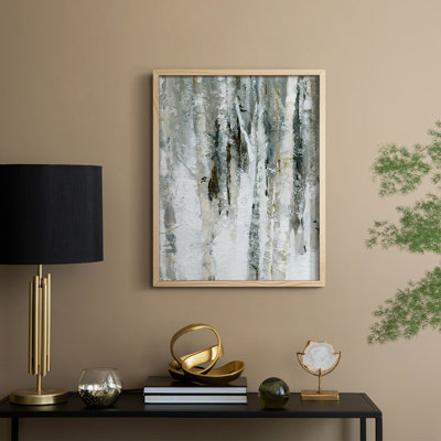 «Snowy Birch I», reproduction encadrée - bois massif