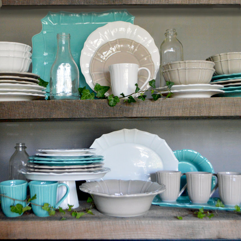 Chloe Square Tray with Handles, Turquoise