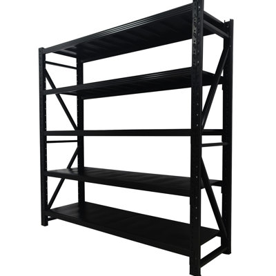 Adjustable Five - Tier Metal Shelving Unit, 78 Inches Wide X 23.4 Deep 78.7 High, Black, 1800 Lbs Capacity, Ideal For Warehouses And Kitchens Rack, Load, Suitable Basements Classrooms