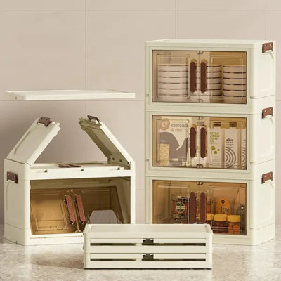 Dark 5-layer Foldable Storage Cabinet, No-assembly Collapsible Freestanding Organizer For Home/bedroom/bathroom/entryway