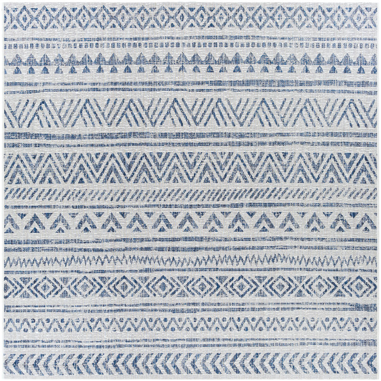 Hongming Machine Woven Denim/Navy/White Indoor/Outdoor Area Rug