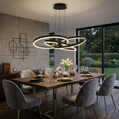 Alliber 3-Light 30" Modern Square/Rectangle Led Chandelier With Aluminum Frame