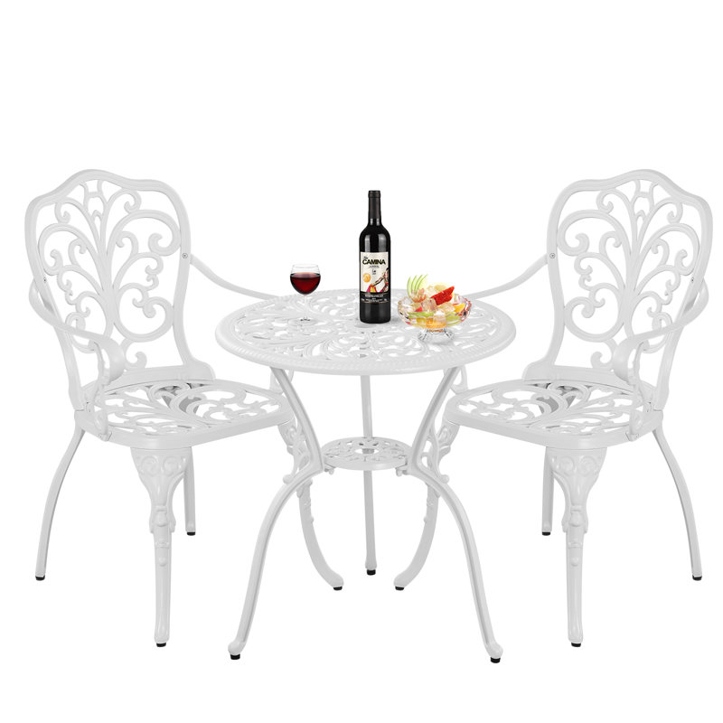 Ensemble 3 pièces de table de bistro et chaises d'extérieur avec trou pour parasol