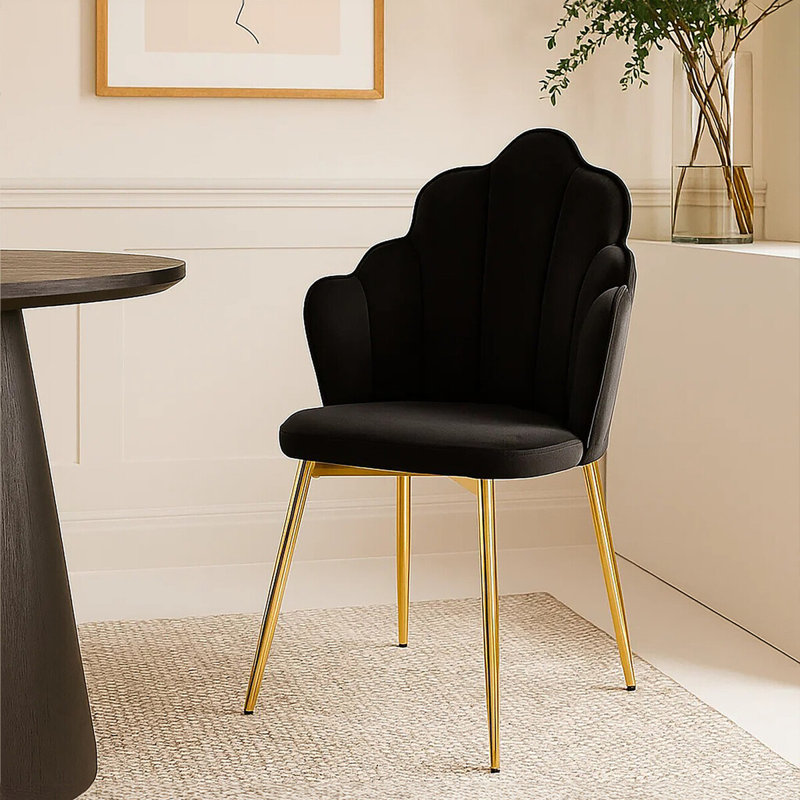Koval 47cm H Polyester Blend Upholstered Side Chair, Gold, Black