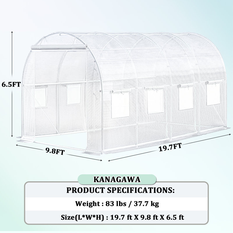 White PVC Material Plant Grow Tent, Heavy-Duty Galvanized Steel Frame Plant Greenhouse with Misting Cooling System Kit & 6 Air Vents, Durable Plant Grow House