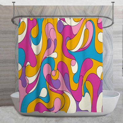 Rideau de douche abstrait à tourbillons - Décoration de salle de bain artistique éclectique