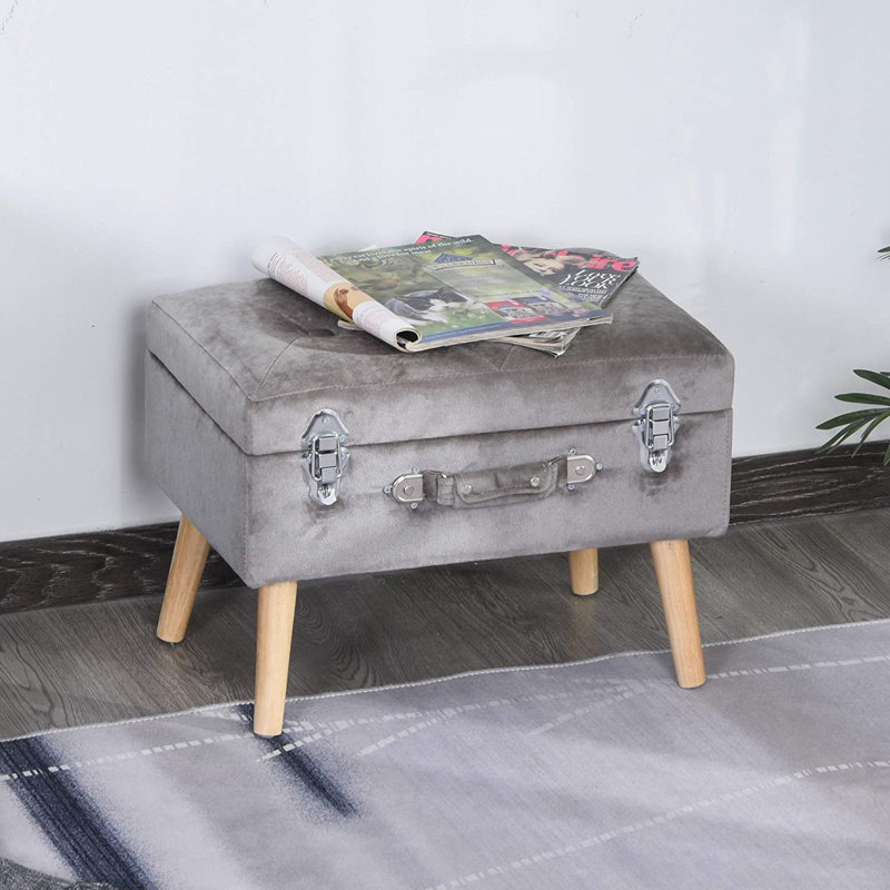 Uddevalla 51cm Wide Rectangle Solid Colour Footstool Ottoman with Storage