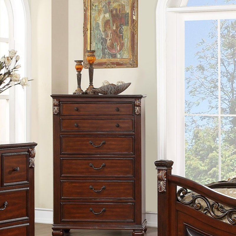 Commode de style chambre à coucher avec tiroirs en cerisier foncé 1 pièce