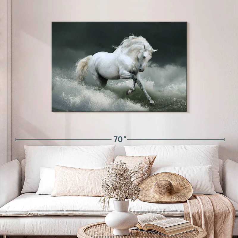 Brampt Seaside White Horse, 30" H x 45" W