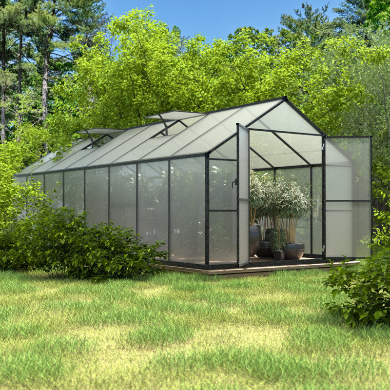 Greenhouse Multiple Sizes, 8' W X 16' D, Gray