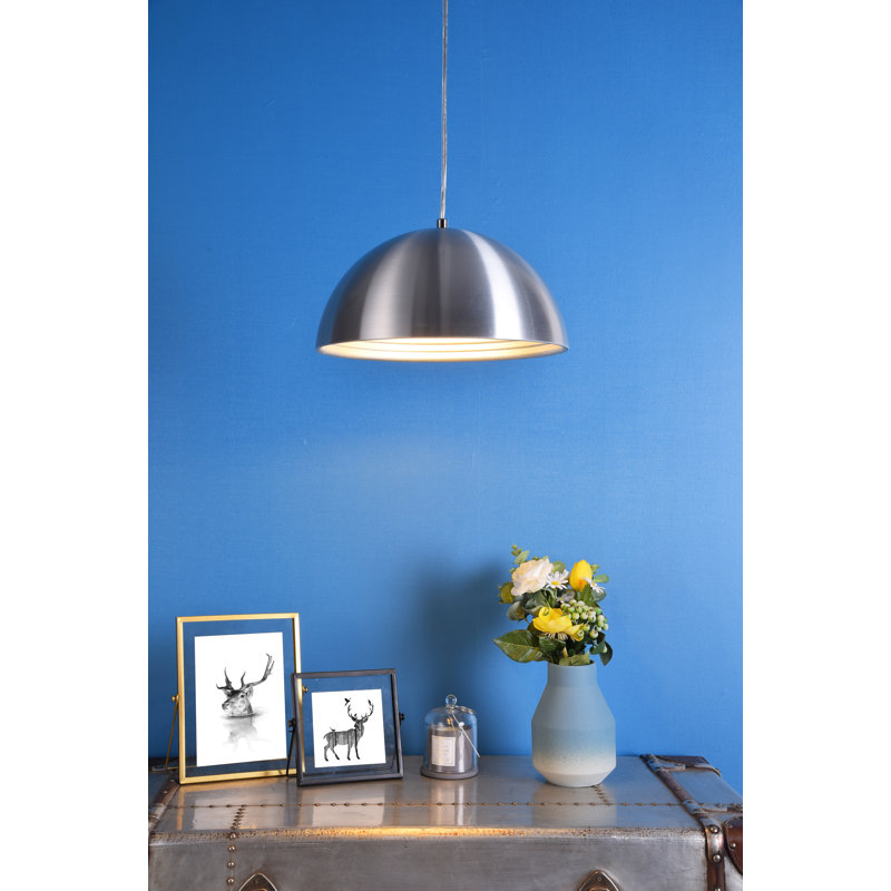Luminaire suspendu en forme de dôme à 1 lumière Beaudry, H 6,5 po x l 11,5 po x P 11,5 po, Nickel bruni