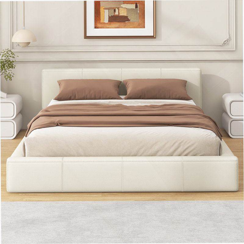 [Lit rembourré beige élégant] - Le choix idéal pour votre chambre à coucher, lit double, Lit double