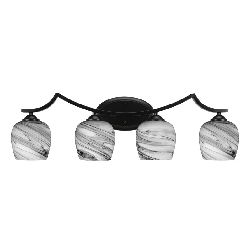 Zilo 4 Light Bath Bar, Onyx Swirl, Matte Black