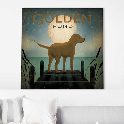 «Moonrise Yellow Dog Golden Pond (Square)» par Ryan Fowler, reproduction
