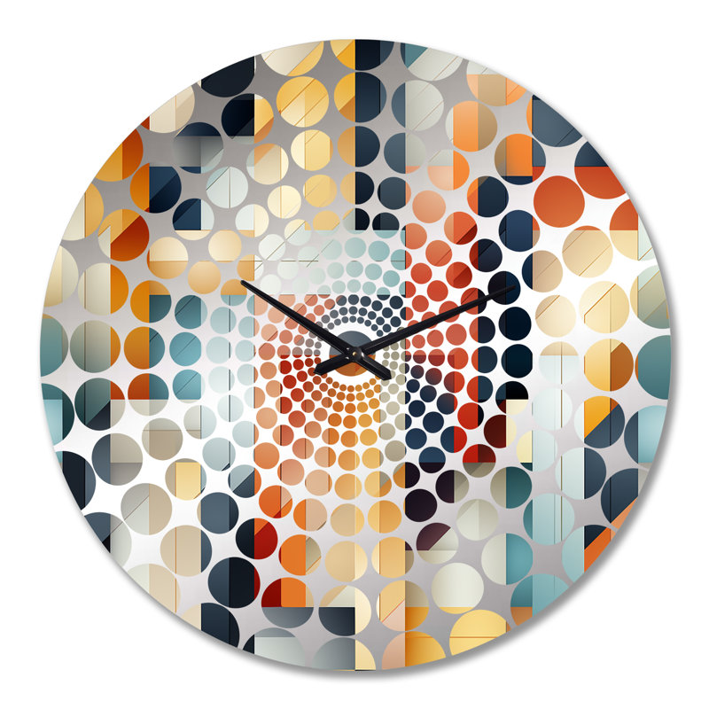 Horloge murale rayée bleue à motif géométrique cubique, Grand