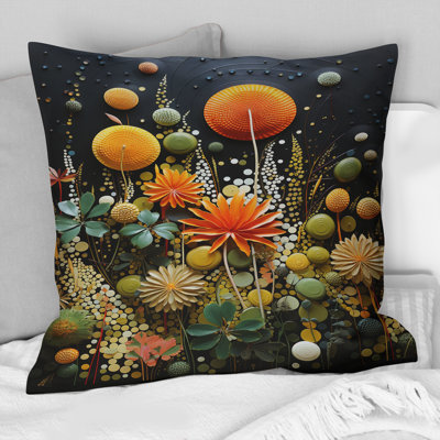 Orange Mid Century Natures Harmony II - Abstract Midcentury Printed Throw Pillow