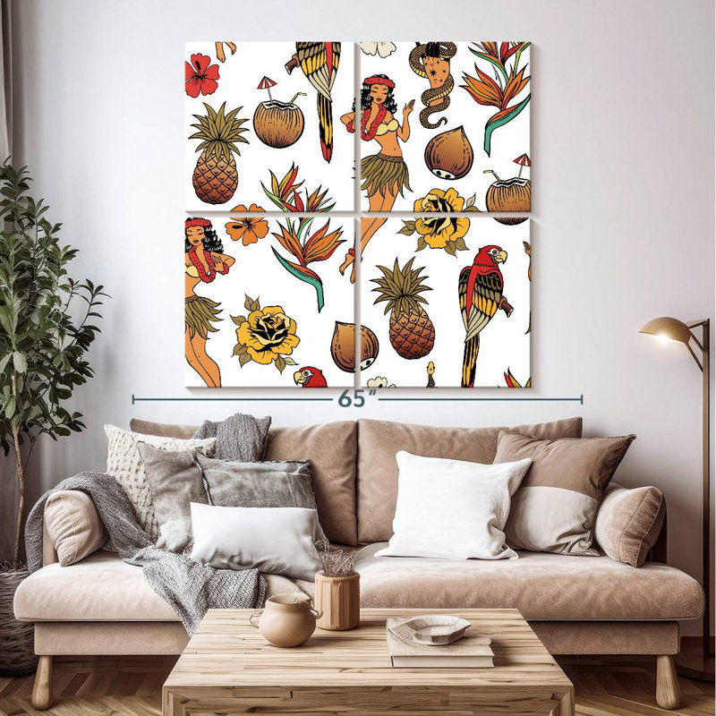 Kerner Tropical Hawaiian Pattern, 50" H x 50" W