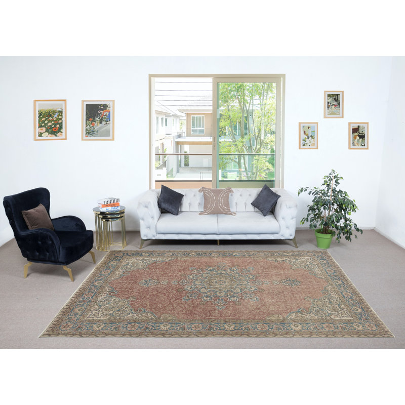 Tapis rétro en laine fait à la main. Tapis turc unique en son genre