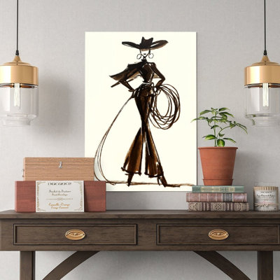 Canvas Wall Art Cowboy With Lasso Sketch Art Poster Vintage Poster Print Home Decor