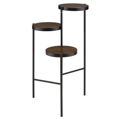 Support à plante pliable noir et noyer - 3, métal, peu encombrant pour les écoles secondaires et 3 cadres en métal, couloirs