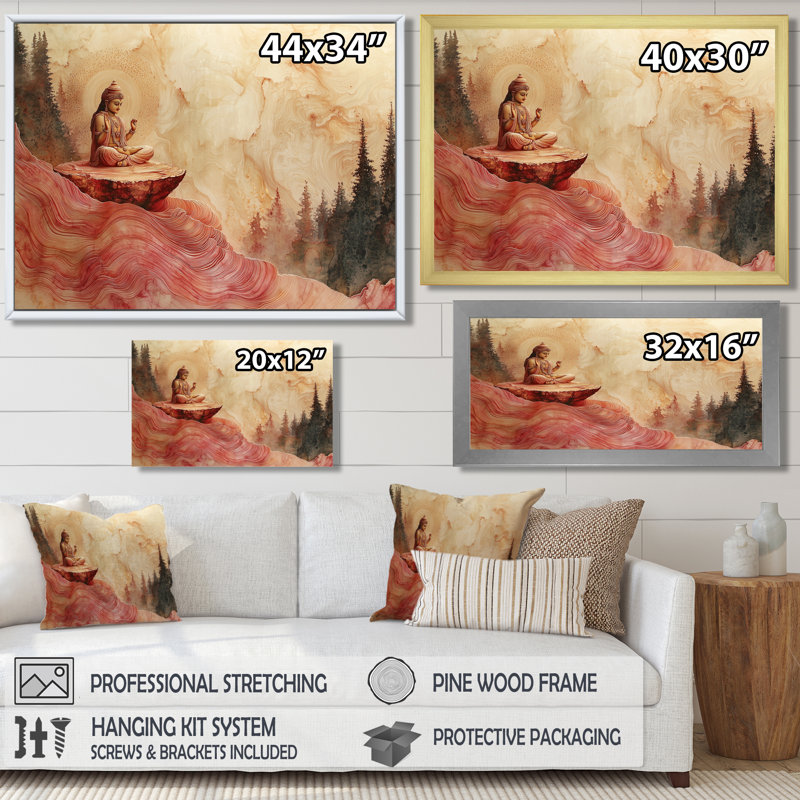 Guthridge - Spiritual Wall Art, Impression sur cadre flottant, Brun, H 16 po x l 32 po