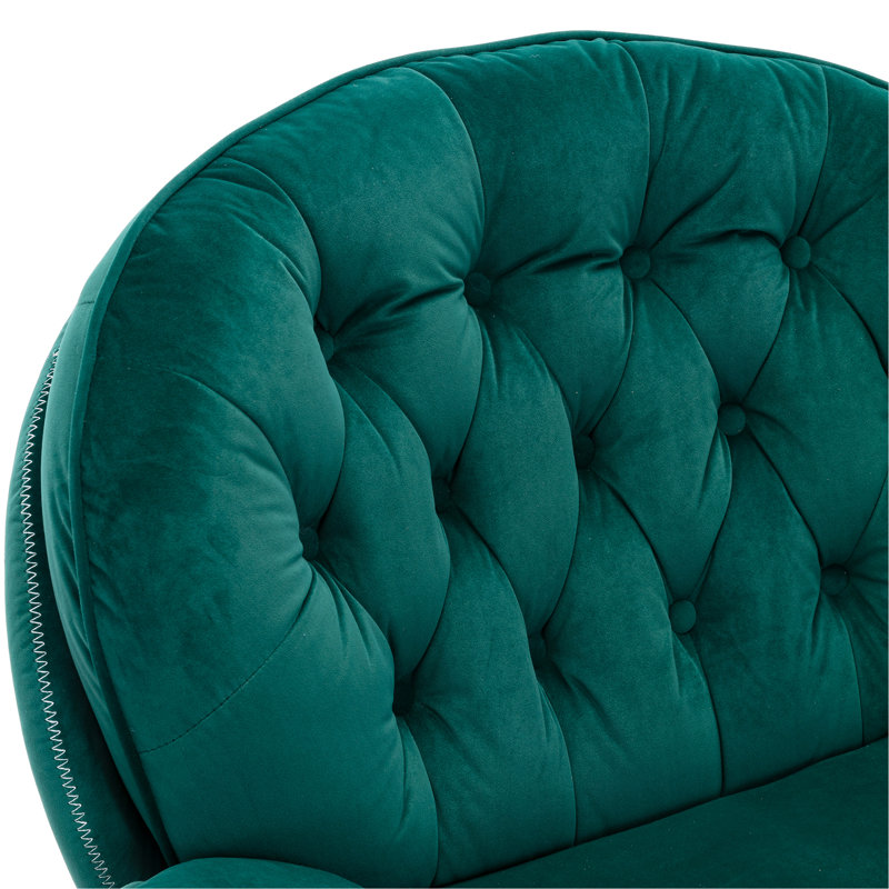 Fauteuil d'appoint avec repose-pieds Anouk, Velours vert