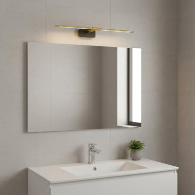UltraBeam 6 Watt LED 600mm Wide Gold Adjustable Wall Mirror LED Light